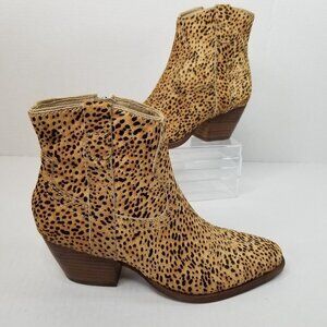 Dolce Vita Leopard Calf Hair 2" Block heel, Ankle Western Bootie Festival Sz 6